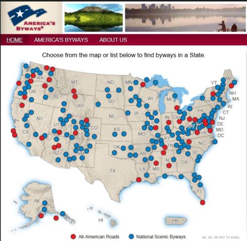 American Byways interactive map plan a motorcycle ride