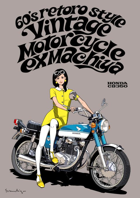 Motorcycle art print featuring hand‑drawn illustration inspired by café racer culture