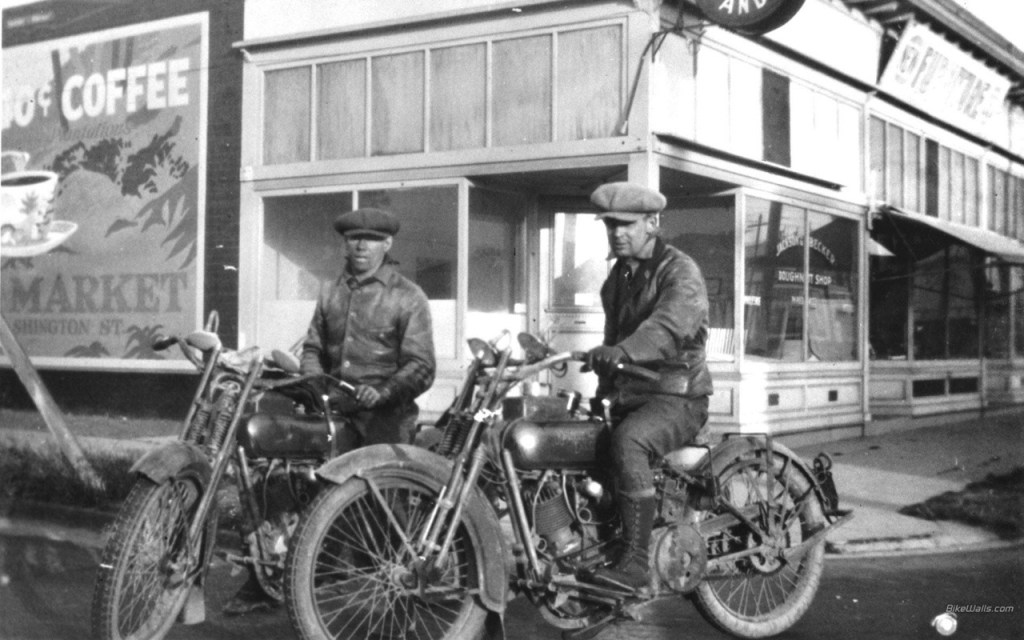 Motorcyclist wearing a classic leather jacket